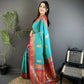 Joban Fashion Aqua Green Banarasi Soft Silk Peacock Butta Work Saree | Swadesiicart