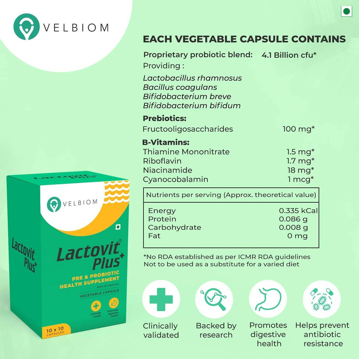 Velbiom Lactovit Plus Probiotics For Men | Swadesiicart