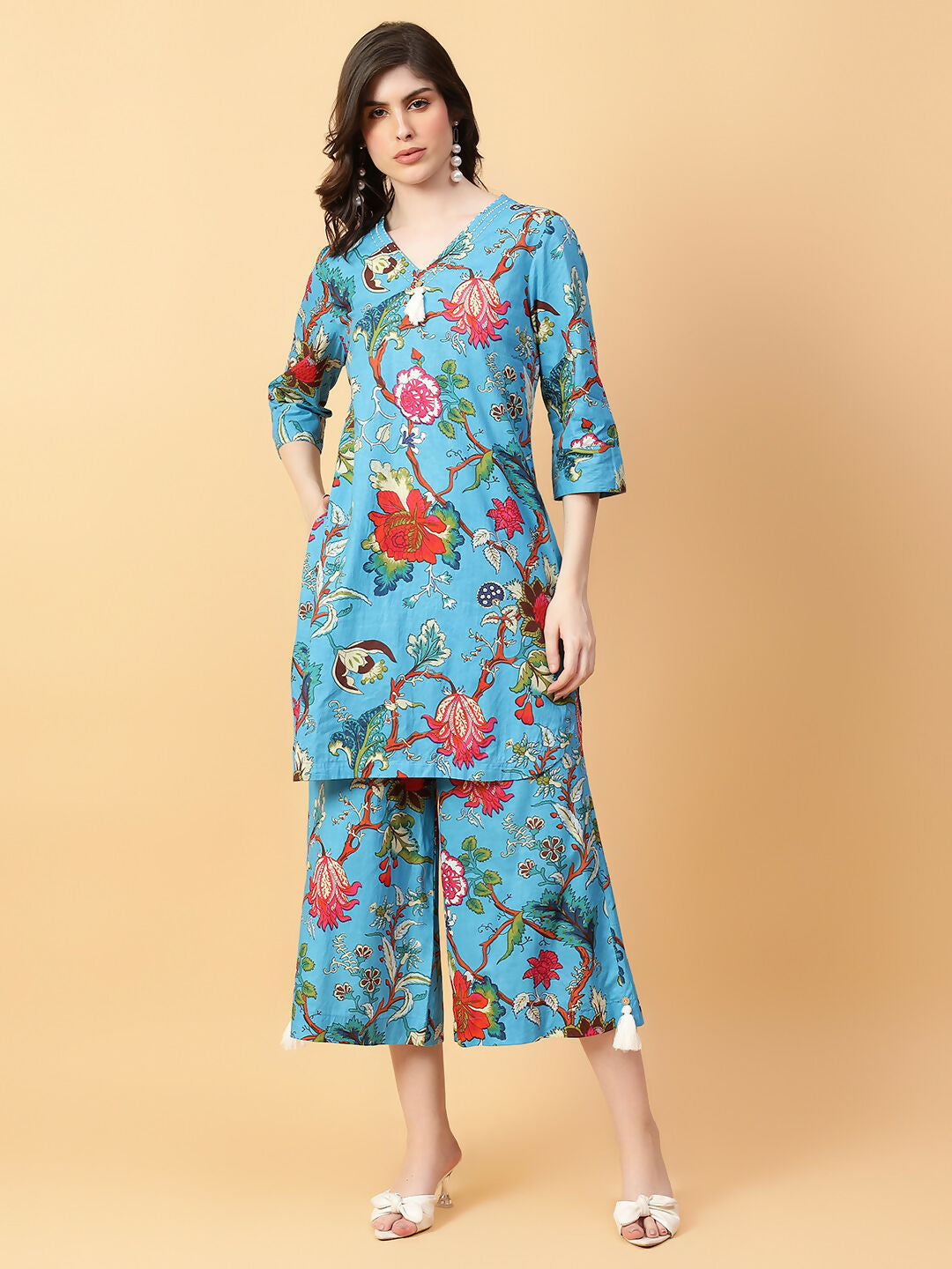 Joban Fashion Black Cotton Printed & Hand Work Co-ord Set - Swadesiicart