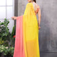 Partywear Designer Yellow & Pink Georgette Fancy Saree - Satrangi | Swadesiicart