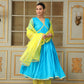 Pomcha Jaipur Blue Saadgi Blue Mirror Work Anarkali Set | Swadesiicart