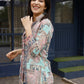 Pink & Blue Rayon Paisley Printed Top with Matching Bottom - Eesha - Swadesiicart
