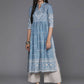 Ahalyaa Women's Traditional wear Kurta - Powder Blue | Swadesiicart