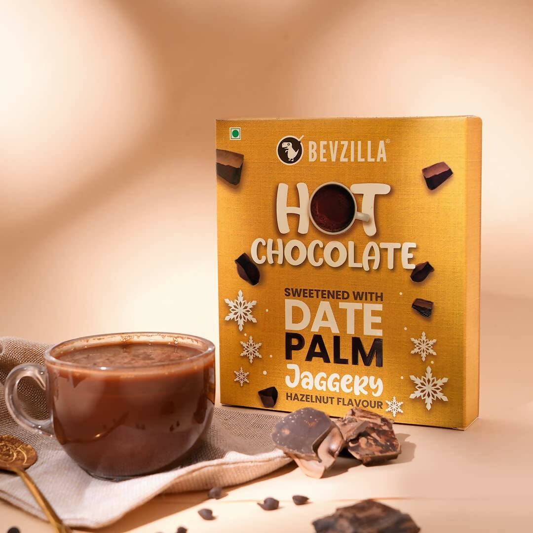 Bevzilla Hot Chocolate Powder (Hazelnut) Drink Powder With Organic Date Palm Jaggery | Swadesiicart
