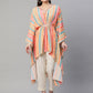 Ahalyaa Women Multi Color Crepe Striped Printed Kaftan Kurta With Trousers | Swadesiicart
