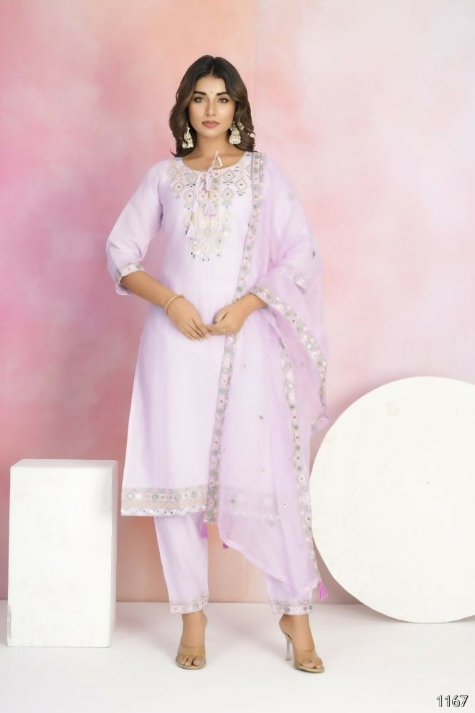 Ethnic Festive Wear Chanderi Pink Stitched Suit With Dupatta - Tanisha | Swadesiicart