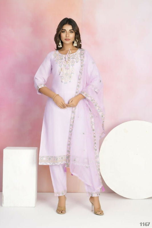 Ethnic Festive Wear Chanderi Pink Stitched Suit With Dupatta - Tanisha | Swadesiicart