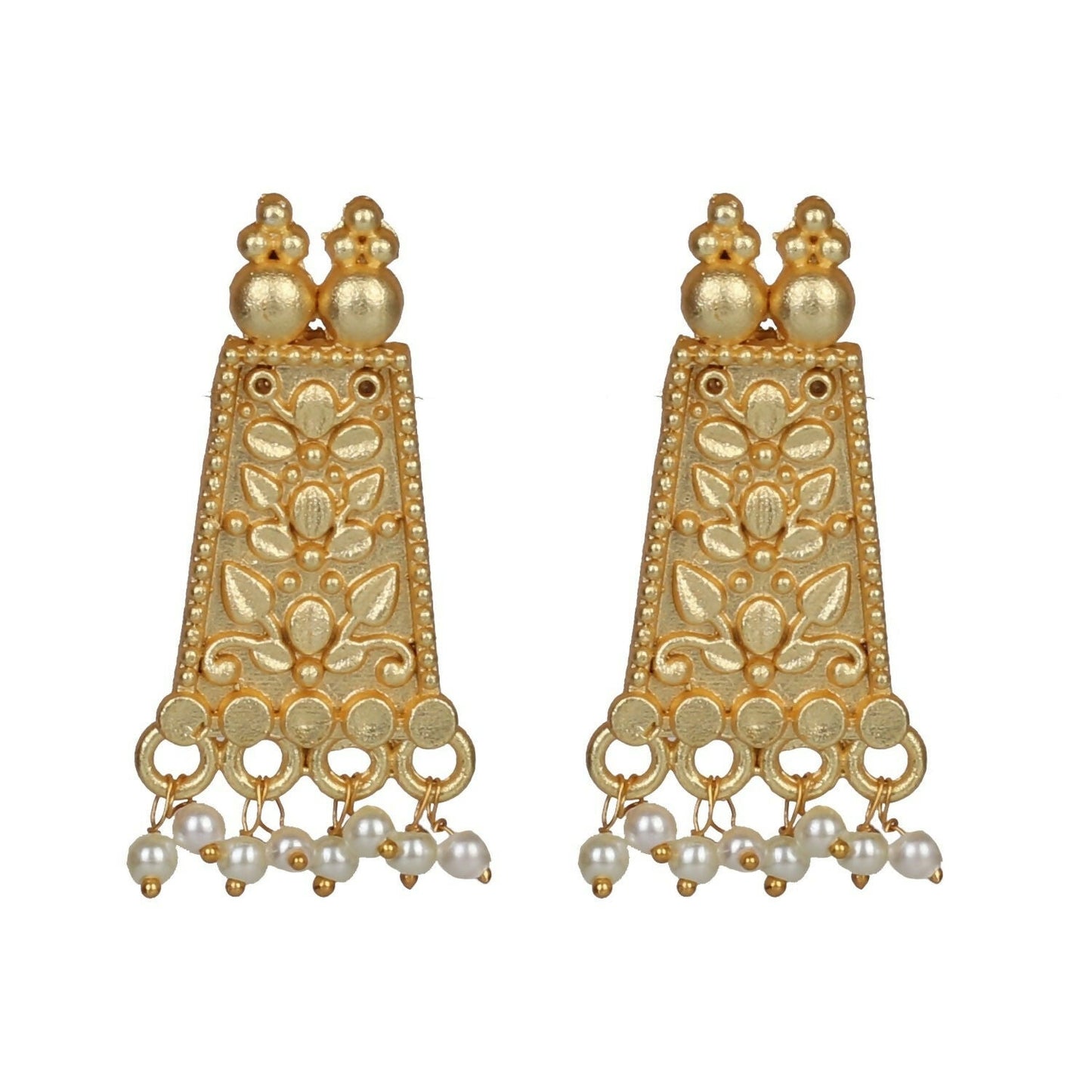 Joban Fashion Women Matte Gold Brass Earrings | Swadesiicart