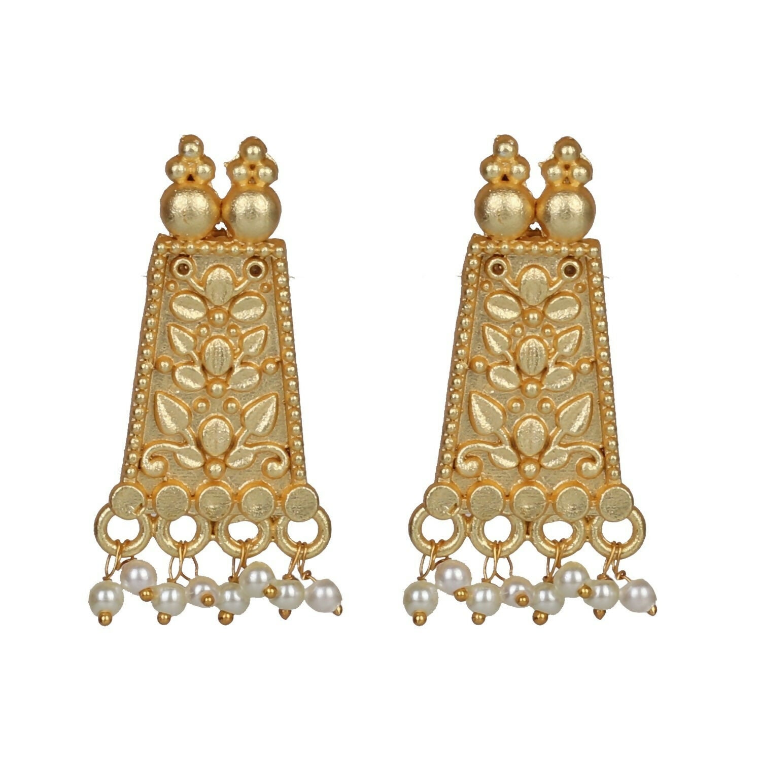 Joban Fashion Women Matte Gold Brass Earrings | Swadesiicart