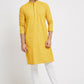 Ethnic India Yellow Men's Kurta Ethnic Motifs Cotton | Swadesiicart