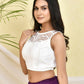 Amodini Designer Studio White Sequined Pearl Sleeveless Padded Blouse - Swadesiicart