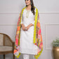 White Viscose Silk Embroidery with Thread and sequence Stitched Suit With Dupatta - Tanisha | Swadesiicart