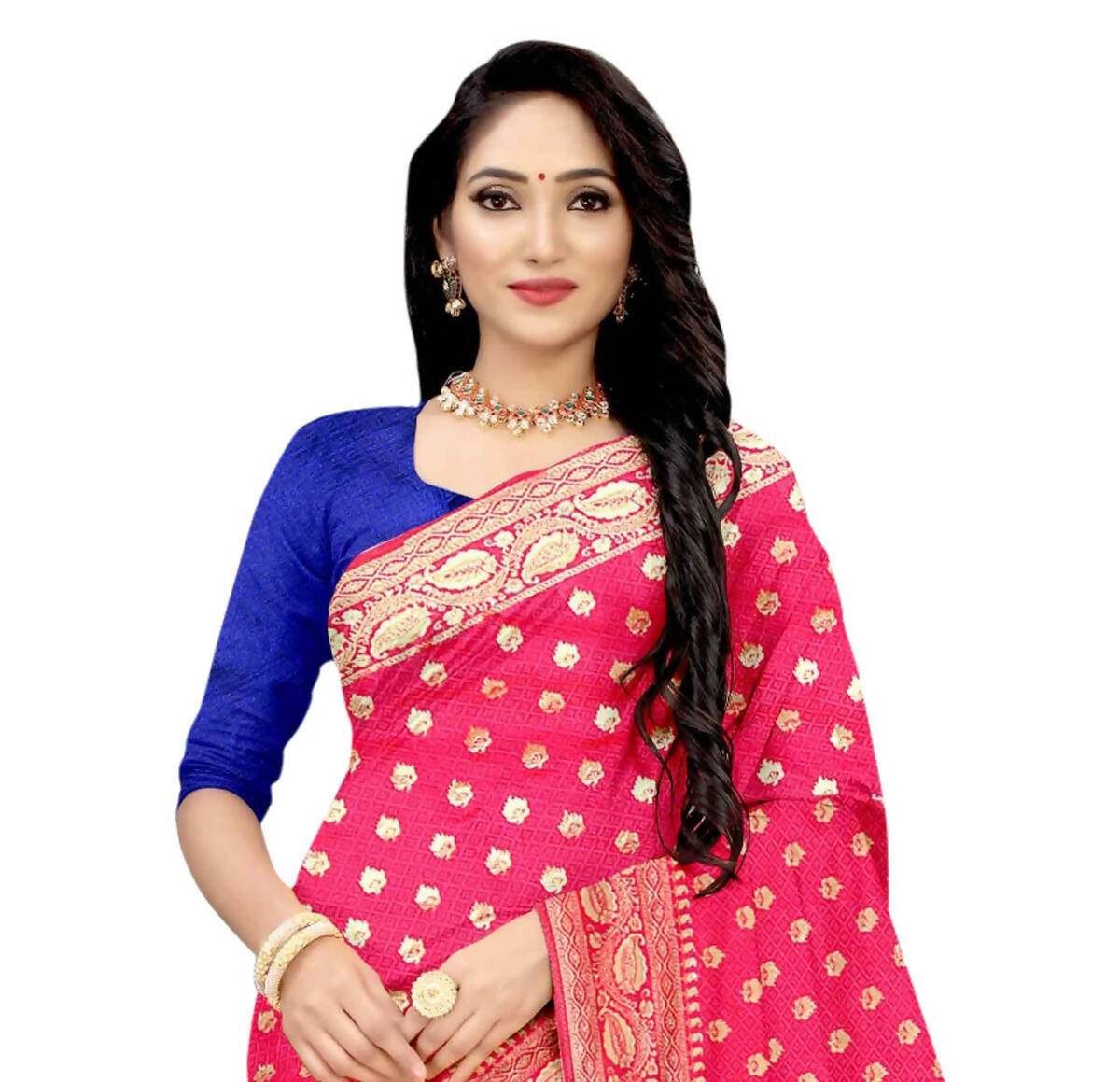 Vamika Pink Weaving Banarasi Jacquard Saree | Swadesiicart