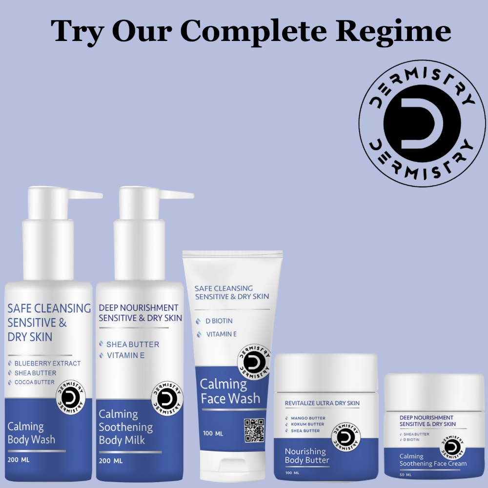 Dermistry Sensitive & Dry Skin Care Calming Soothing Face Wash Safe Cleansing D Biotin & Vitamin E - Swadesiicart