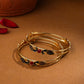 NVR Women Set of 2 Gold-Polished Traditional Daily Use Peacock Design Bangles - Swadesiicart