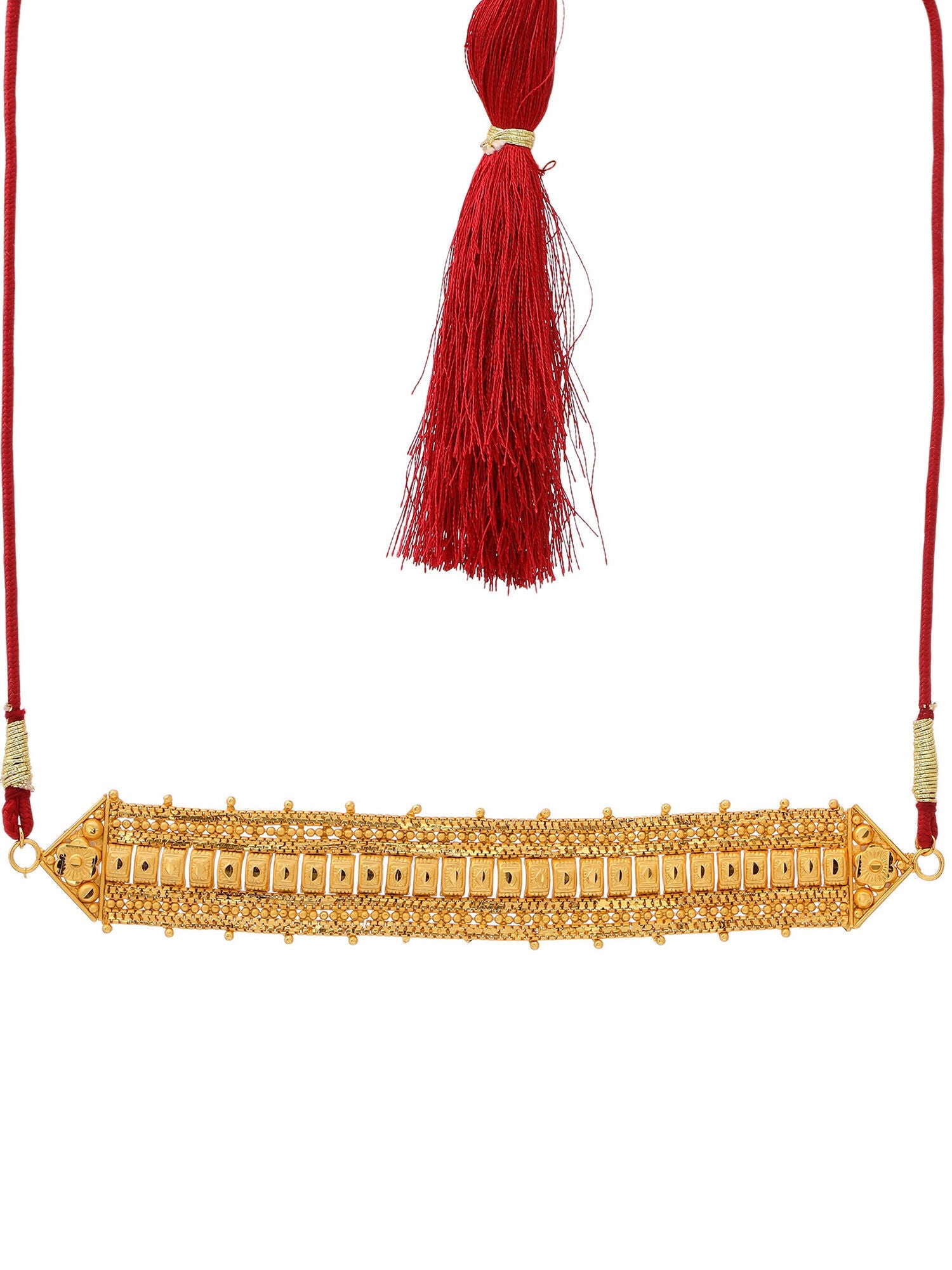 Ruby Raang Golden Choker with Round Studs | Swadesiicart
