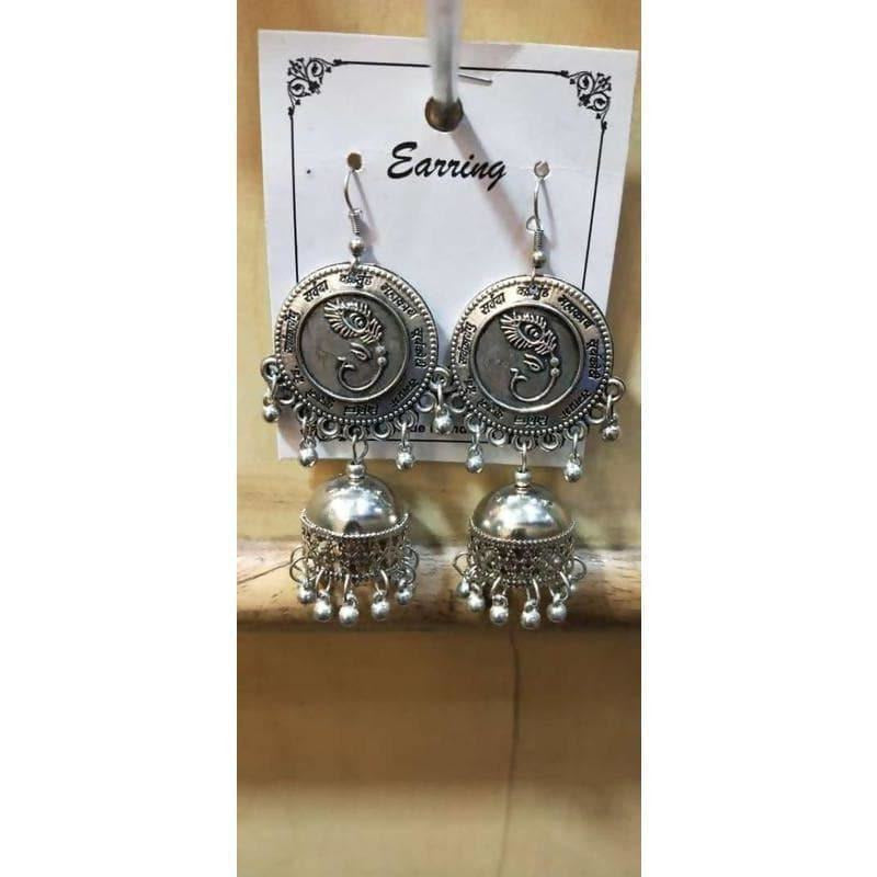 MS Fashion India Lord Ganesh Design on Earrings With Hanging Jhumkas And Pearls | Swadesiicart
