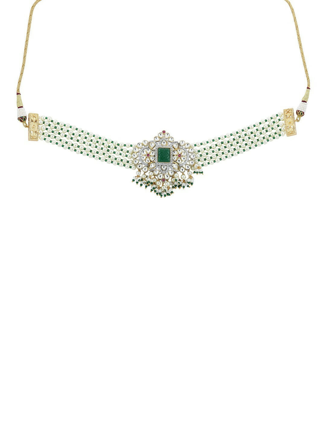 Green Stone Kundan Choker- Ruby Raang | Swadesiicart