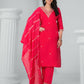 Ethnic Festive Wear Chanderi Red Stitched Suit With Dupatta - Tanisha | Swadesiicart