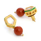 Ruby Raang Red Jasper Kundan Earrings | Swadesiicart