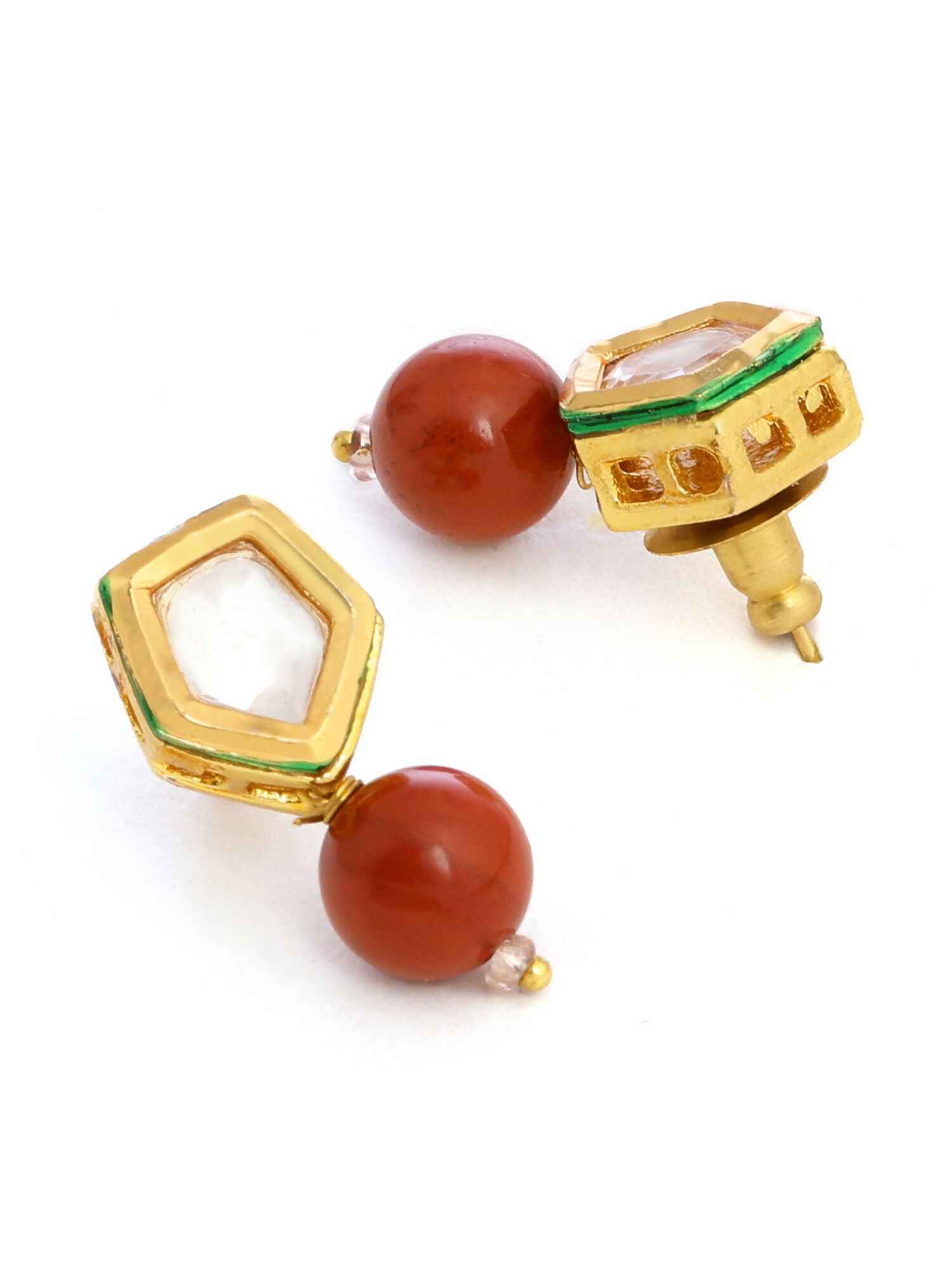 Ruby Raang Red Jasper Kundan Earrings | Swadesiicart