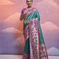 Vishnu Weaves Women's Rama Paithani Silk Zari Woven Saree with Blouse - Swadesiicart