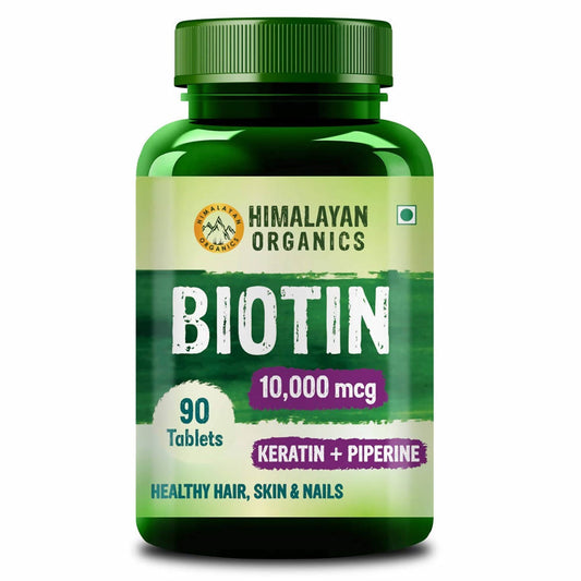 Himalayan Organics Biotin 10000 Mcg with Keratin + Piperine Tablets | Swadesiicart