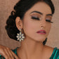 Dual Tone Kundan Flower Studs (silver) - Ruby Raang - Ruby Raang Studio