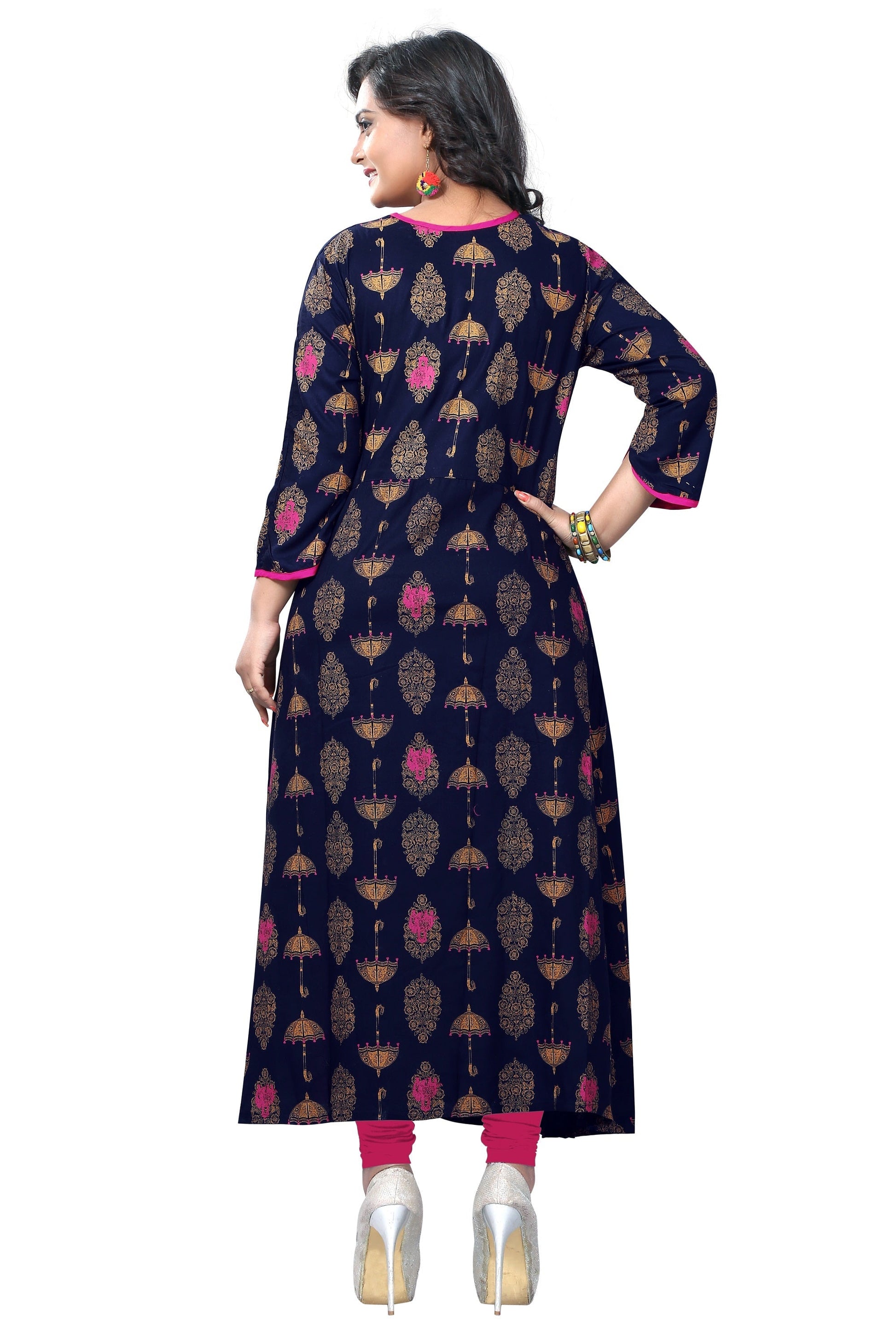 NOZ2TOZ Women's Blue Color Rayon A-Line Kurta Only - Swadesiicart