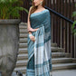 Beatitude Blue Cotton Tanchori Handloom Saree