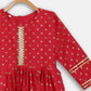 Ahalyaa Red Crepe Gold Printed Kids Kurta Sharara Set For Girls | Swadesiicart