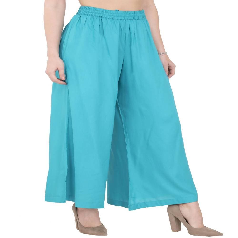 Lagi Women's Turquoise Blue Solid Palazzo (PLZ04H) | Swadesiicart