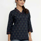 Miravan Women's Blue Printed Indigo Kurti - Swadesiicart