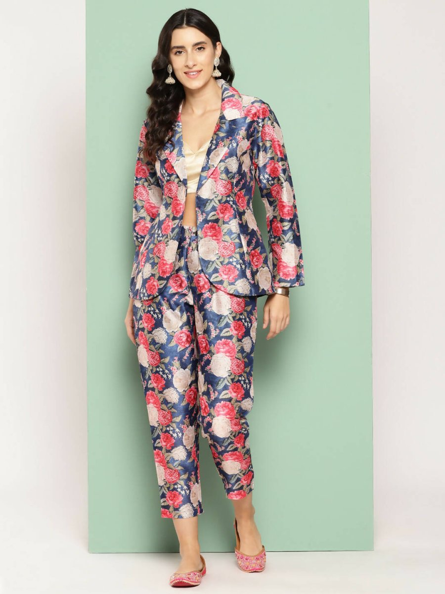 Ahalyaa Women's Traditional Wear Co-ods - Blue | Swadesiicart