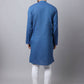 Even Apparels Blue Pure Cotton Men's Kurta With Side Placket | Swadesiicart