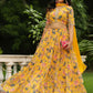 Janasya Yellow Georgette Floral Lehenga Choli Dupatta | Swadesiicart