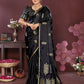 Joban Fashion Black Floral Motifs Banarasi Silk Sarees | Swadesiicart