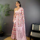 Joban Fashion Pastel Pink Floral Motifs Banarasi Silk Sarees | Swadesiicart