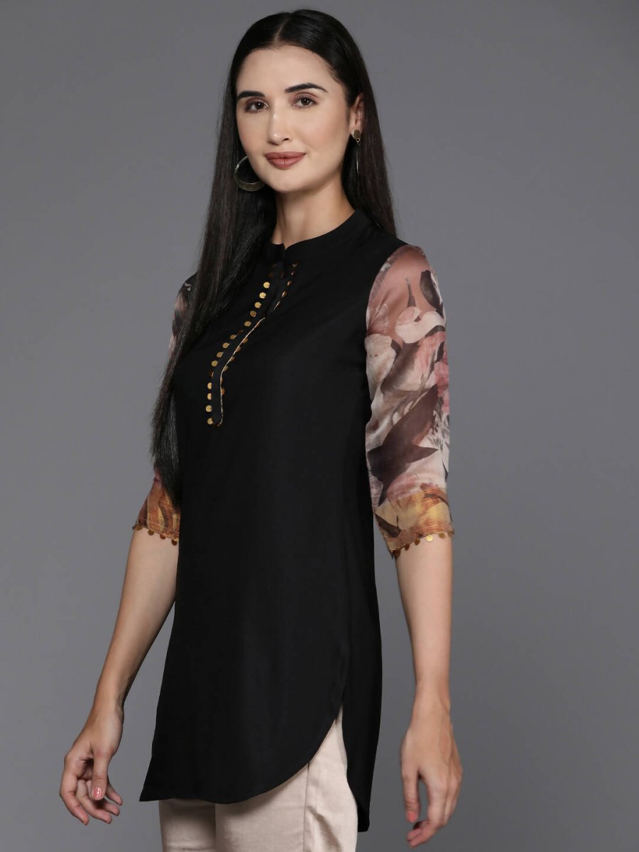 Ahalyaa Women's Traditional wear Tunic - Black | Swadesiicart