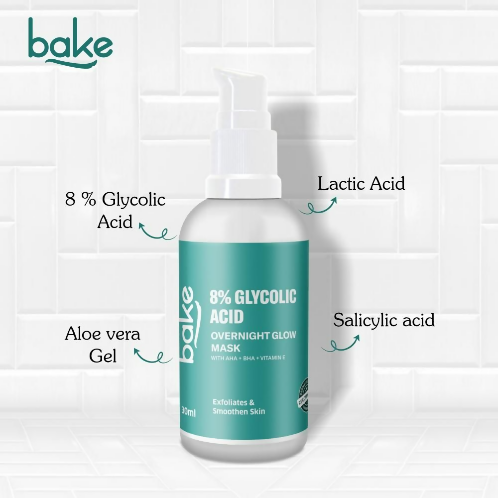 Bake 8% Glycolic Acid Overnight Glow Mask Serum | Swadesiicart