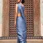 Sky Blue Tom Silk Plain Ready To Wear Saree With Stitched Blouse - Satiksha | Swadesiicart
