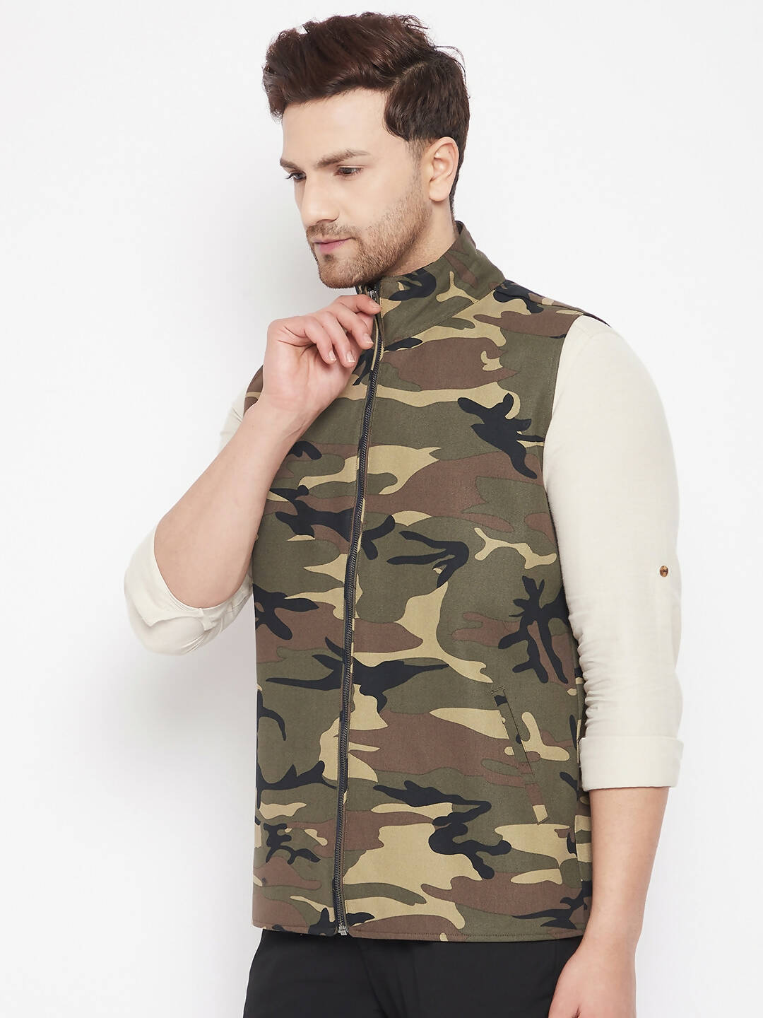 Even Apparels Multi Cotton Men Woven Nehru Jacket | Swadesiicart