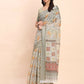Shree Shyam Fashion Linen Cotton White Saree