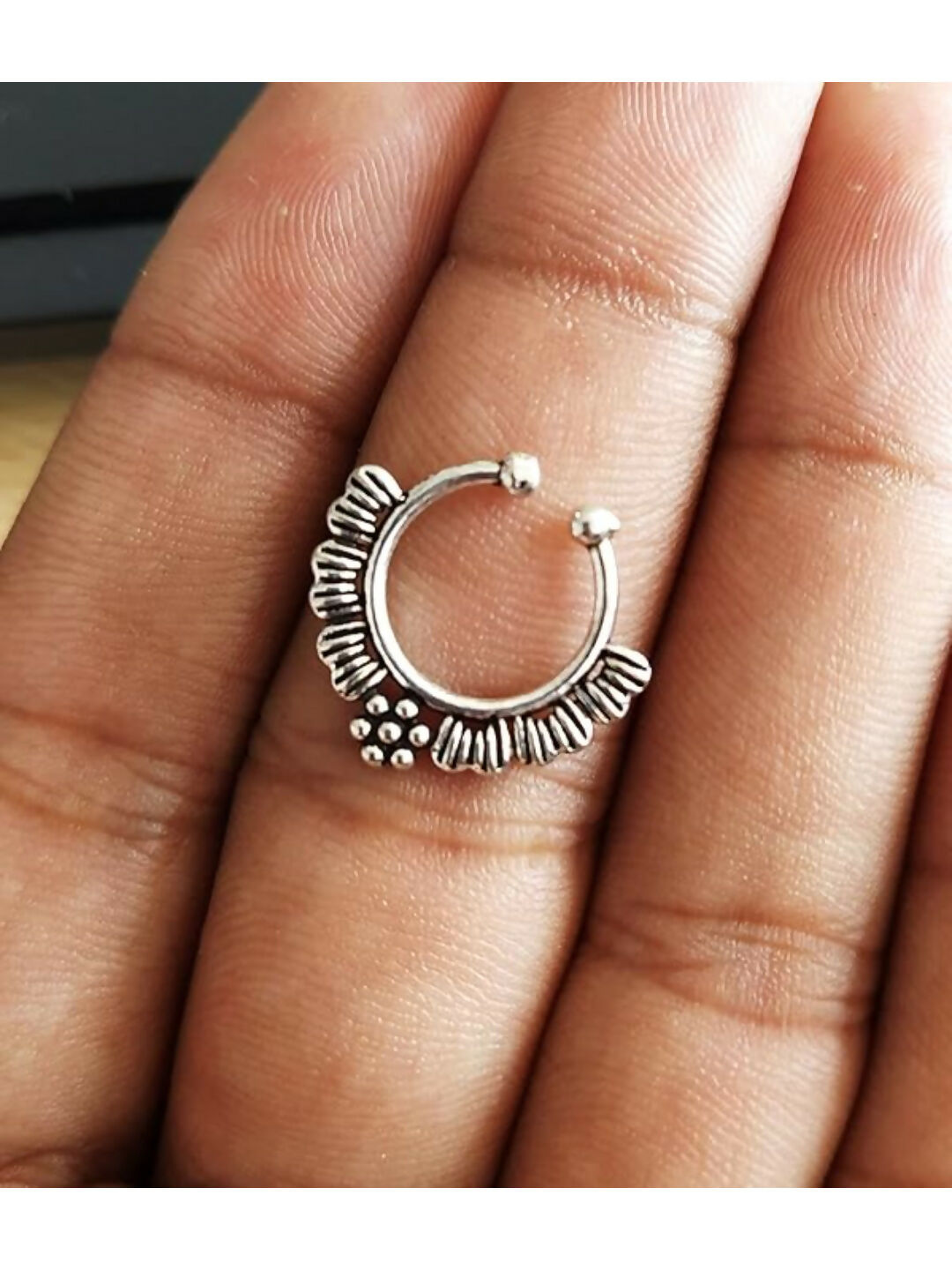 NVR Set of 5 Silver Plated Oxidised Septum Nosepin | Swadesiicart