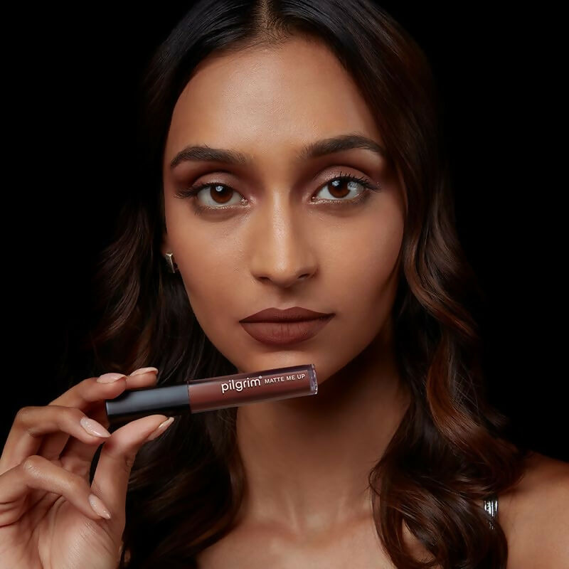 Pilgrim Liquid Matte Lipstick with Hyaluronic Acid - Bossy Brown - Swadesiicart