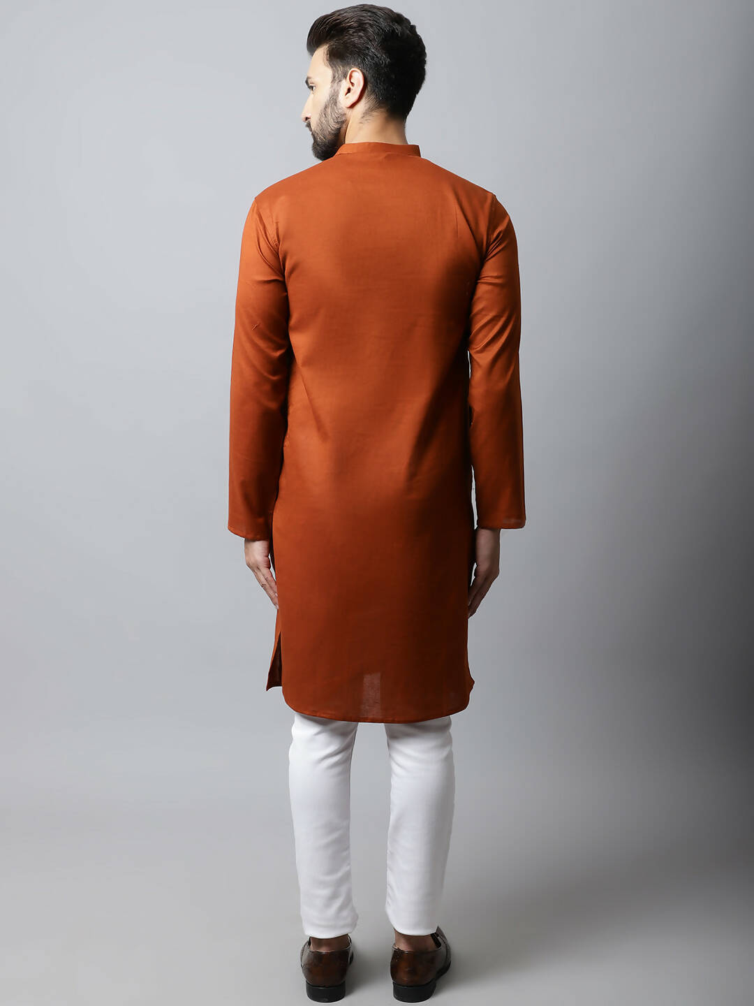 Even Apparels Brown Color Pure Cotton Men's Kurta With Side Placket (SLD1137) | Swadesiicart