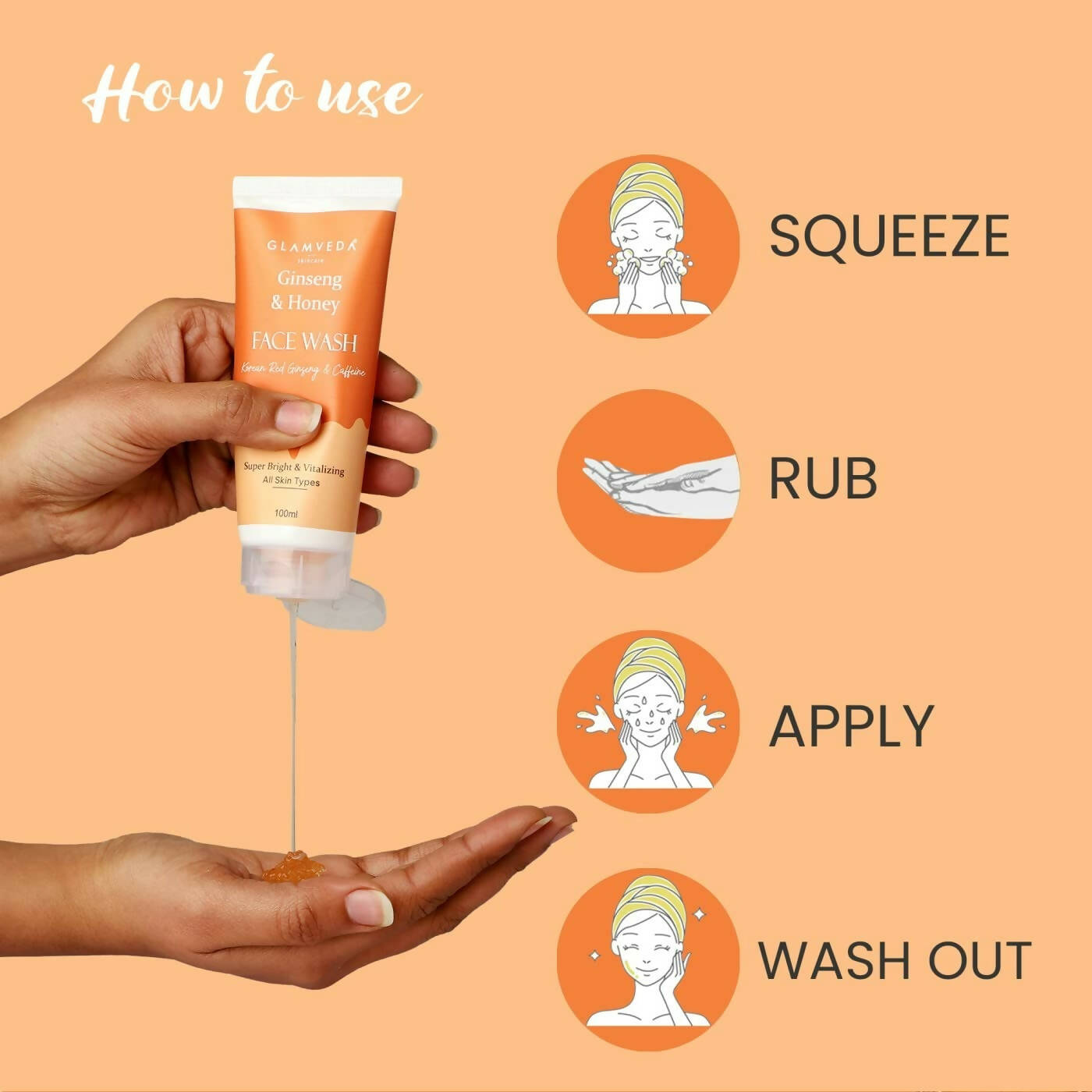 Glamveda Korean Ginseng & Honey Vitalizing Face Wash - Swadesiicart