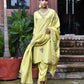 Vaasva Women's Tissue Silk Emboidered Suit Set With Solid Pant & Solid Embroidered Dupatta | Swadesiicart