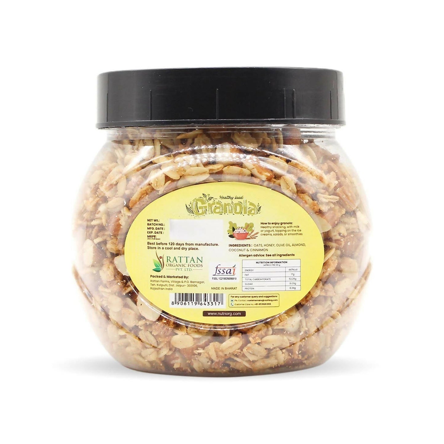Nutriorg Crunchy Granola Honey & Almond Flavor - Swadesiicart