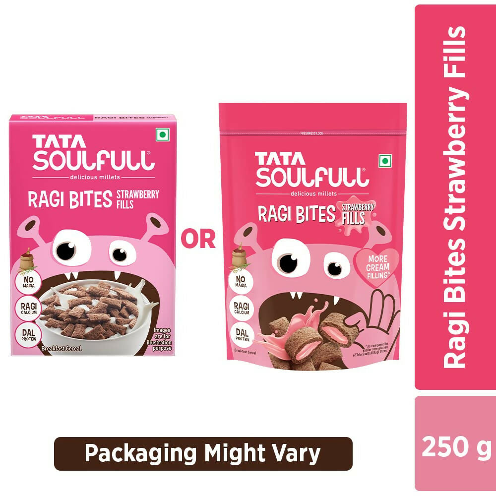 Tata Soulfull Ragi Bites Strawberry Fills Breakfast Cereal - Swadesiicart